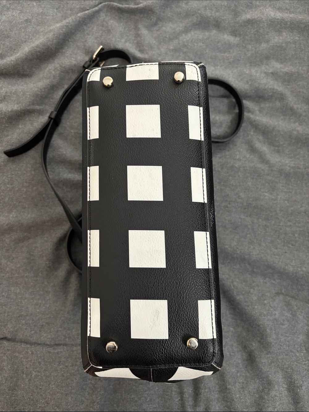 kate spade Black & White Checkerboard Dome Satchel - Picture 5 of 12
